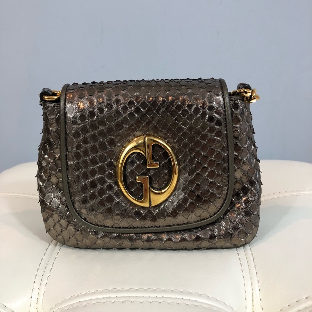 Gucci 1973 metallic Python mini evening bag